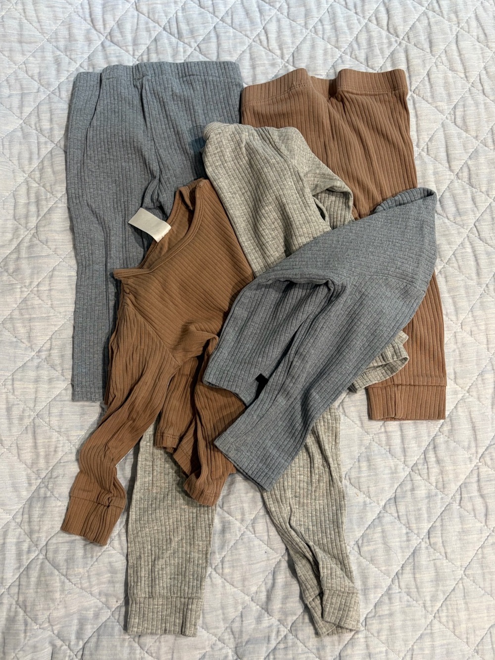H&M 3 set Ribbed Lounge Set - Gray, Brown, and Blue 12 months 1 yr